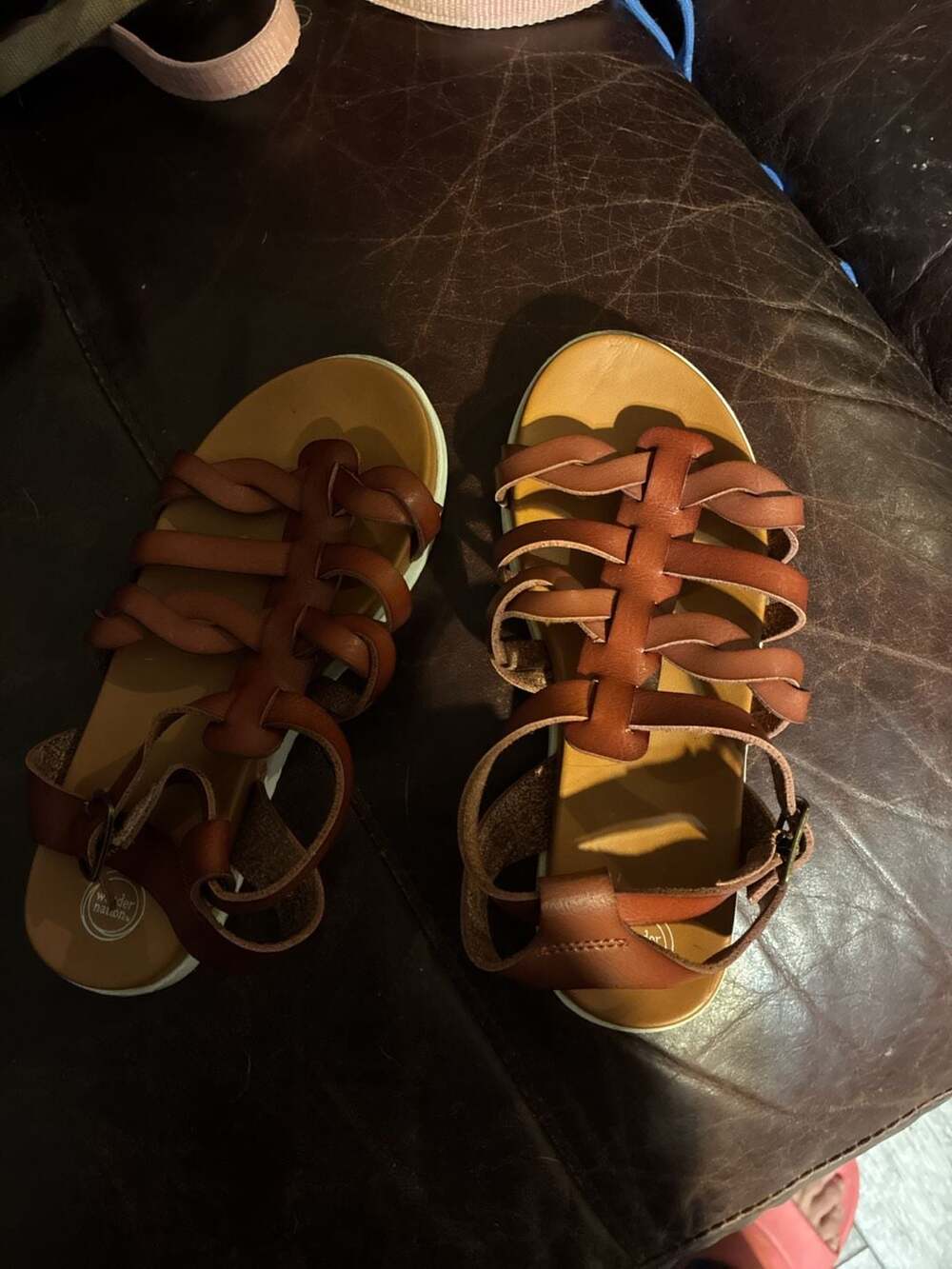 Wonder Nation Girls Brown Faux Leather Gladiator Sandals Size 2